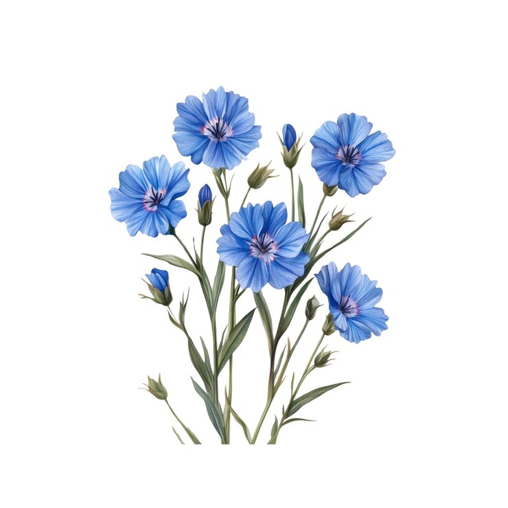PSD delicadas flores de lino azul