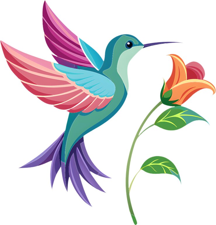 PSD el delicado colibrí flota cerca de una flor vibrante