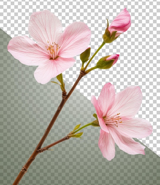 Delicati fiori di ciliegio rosa in fiore primaverile tagliati in stock png