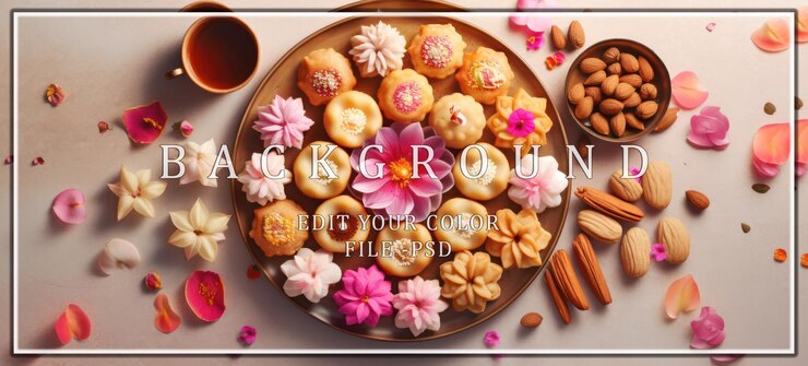 PSD delicias dulces y acentos florales un arreglo festivo en la mesa