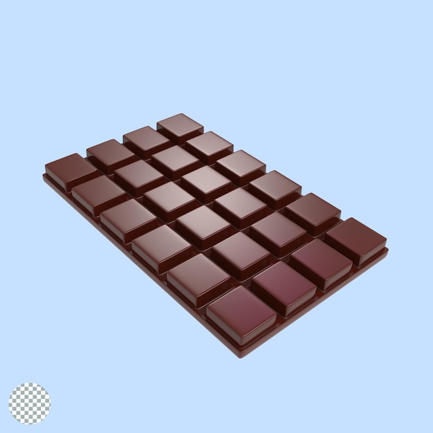 PSD délicieuse barre de chocolat noir rendu 3d illustration icône isolé