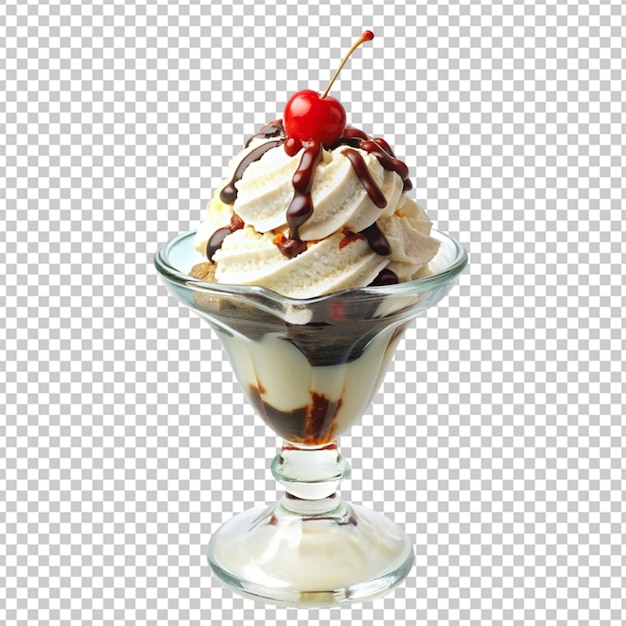 PSD une délicieuse crème glacée au chocolat isolée sur un fond transparent.