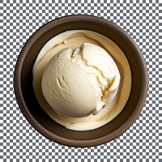 PSD délicieuse crème glacée à la vanille crémeuse dans un bol sur un fond transparent