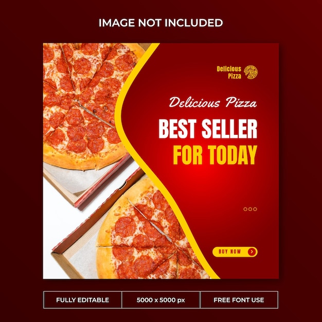 PSD délicieuse pizza instagram post modèle de médias sociaux