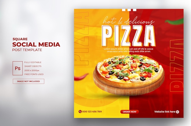 Délicieuse Pizza Ou Menu Alimentaire Modèle De Publication Sur Les Réseaux Sociaux