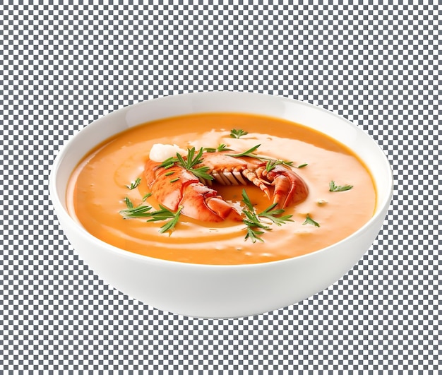Une délicieuse soupe de homard isolée sur un fond transparent