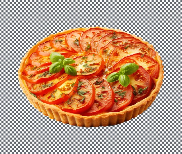 PSD une délicieuse tarte aux tomates isolée sur un fond transparent