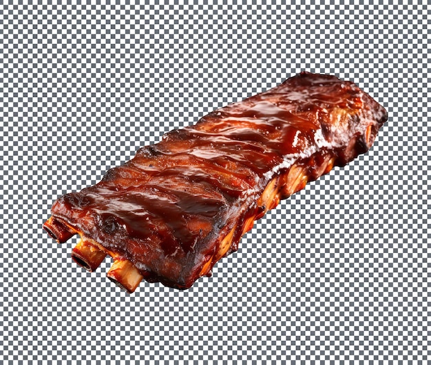 Délicieuses côtes de barbecue grillées isolées sur un fond transparent
