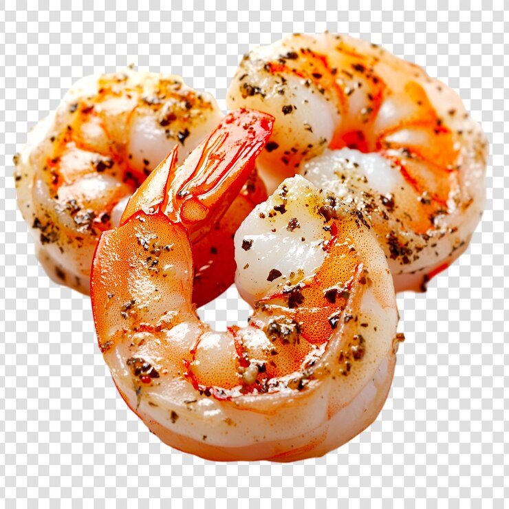 PSD de délicieuses crevettes grillées assaisonnées de poivre