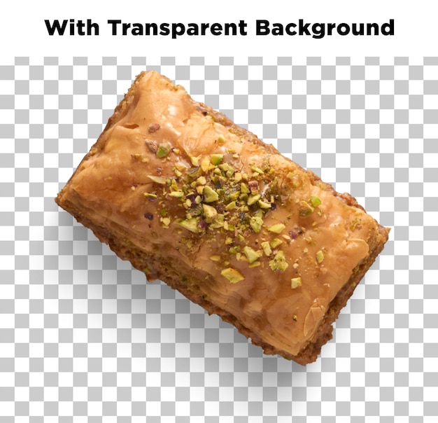 Délicieux Baklava avec des pistaches isolées sur un fond transparent