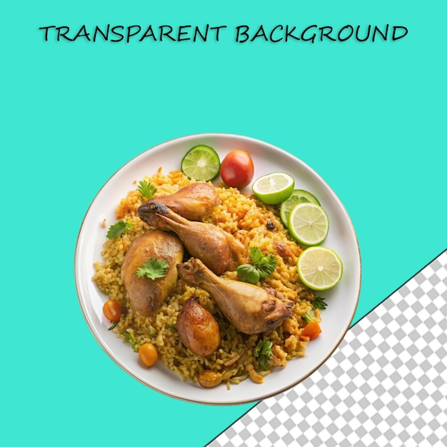 Un Délicieux Biryani De Poulet Avec Des Tranches De Légumes Sur Un Fond Transparent