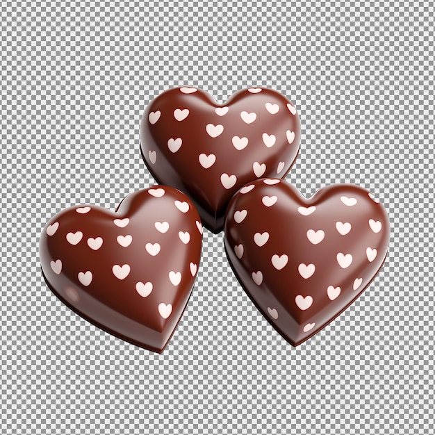 PSD de délicieux bonbons en forme de coeur sur fond blanc