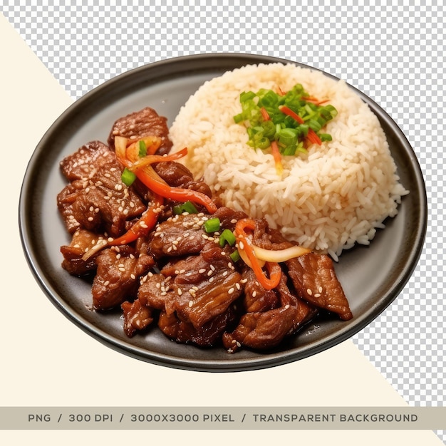 PSD délicieux bulgogi avec recette de riz cuisine coréenne