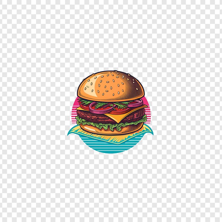 PSD un délicieux burger au style rétro.