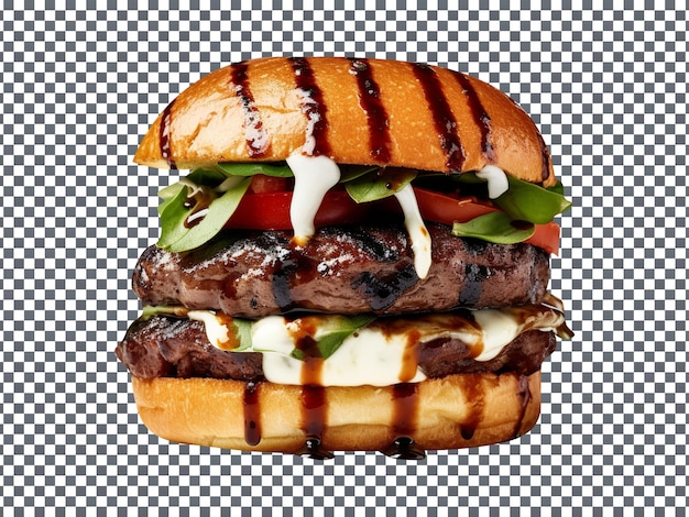 PSD délicieux burger caprese isolé sur fond transparent
