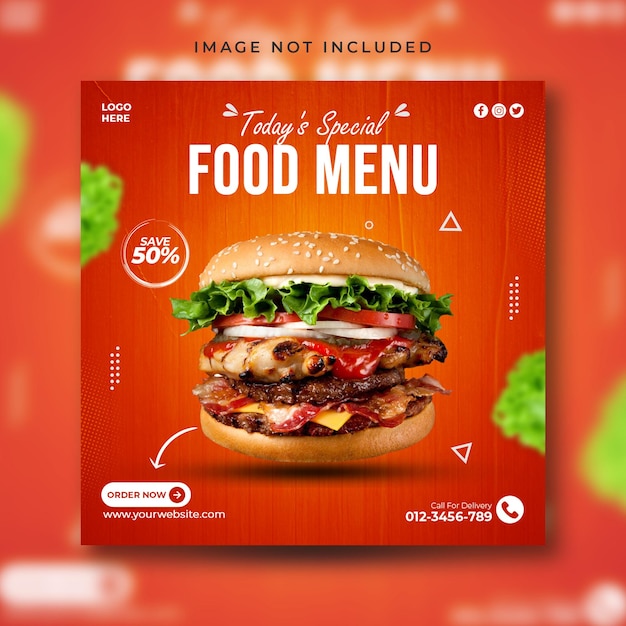 Délicieux Burger Et Menu Alimentaire Modèle De Bannière De Publication De Médias Sociaux