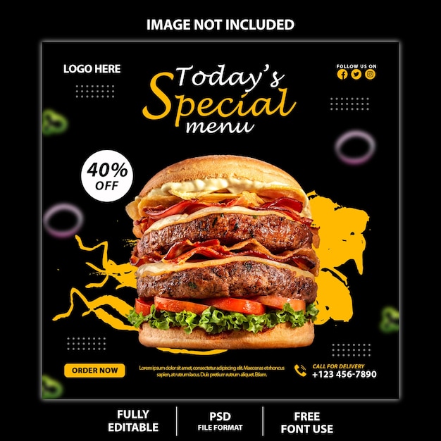 Délicieux Burger Et Menu Alimentaire Publication Sur Les Réseaux Sociaux