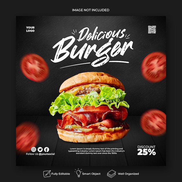 Délicieux Burger Menu Instagram Et Modèle D'histoire De Médias Sociaux