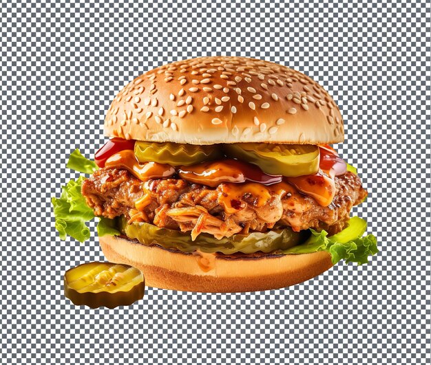 PSD délicieux burger de porc isolé sur fond transparent