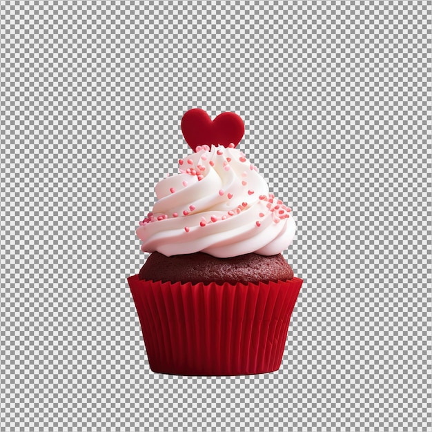 PSD un délicieux cupcake avec du glaçage rose et des éclaboussures isolées sur un fond blanc