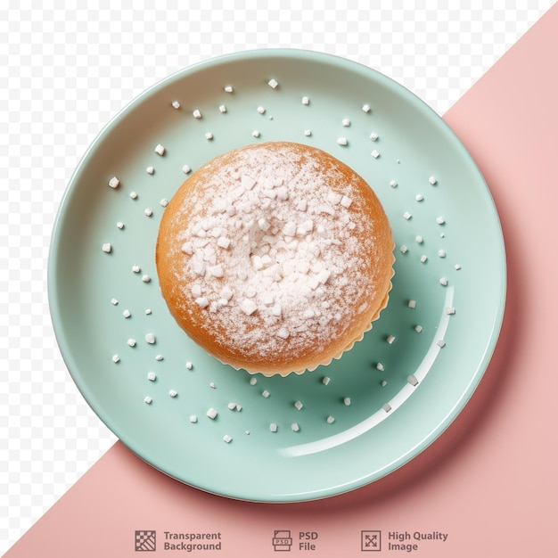 PSD délicieux cupcake avec sucre en poudre sur fond transparent d'en haut