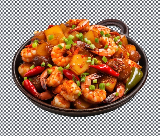 PSD délicieux et délicieux bouillon de crevettes du sichuan isolé sur fond transparent