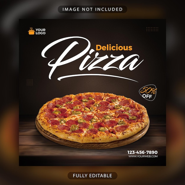 Un délicieux dépliant de pizza ou un modèle de bannière promotionnelle sur les médias sociaux