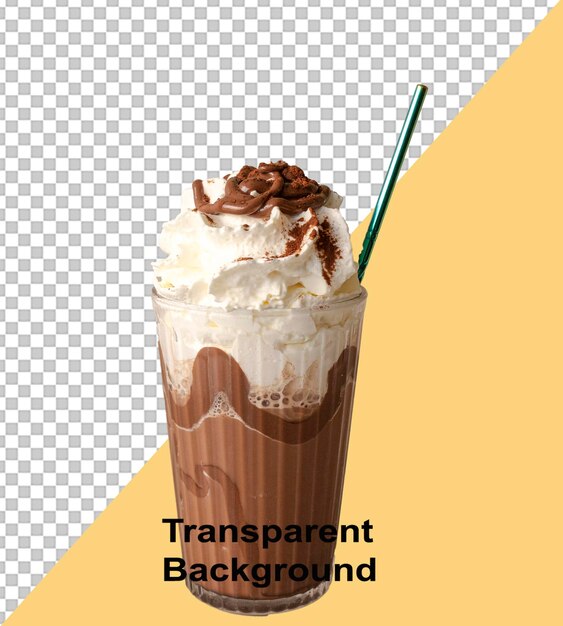 Délicieux Frappuccino Au Chocolat Et à La Crème Sur Fond Blanc Ou Transparent