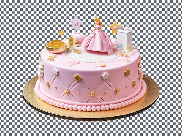 Délicieux Gâteau D'anniversaire Barbie Décoré Isolé Sur Fond Transparent