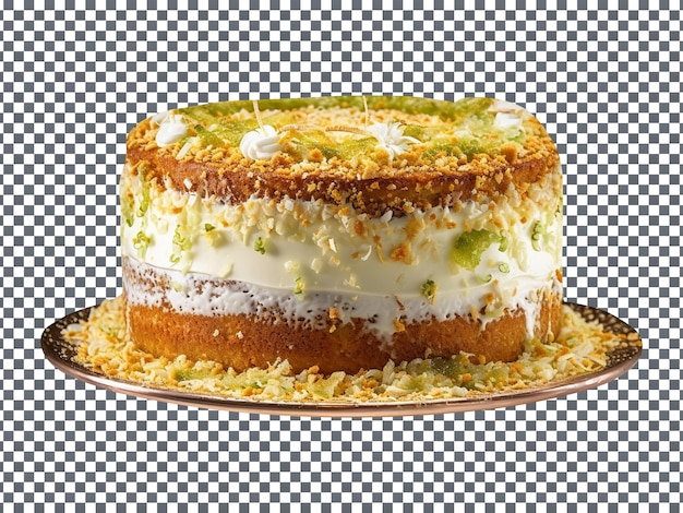 PSD délicieux gâteau au citron vert et à la noix de coco isolé sur fond transparent