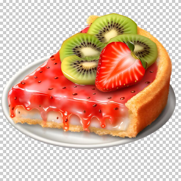 PSD délicieux gâteau aux fraises et au kiwi isolé sur fond transparent