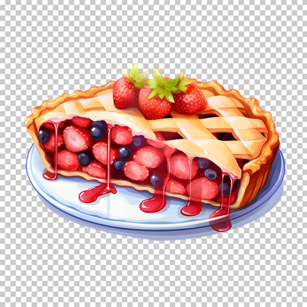 Délicieux Gâteau Aux Fraises Et Aux Bleuets Isolé Sur Fond Transparent