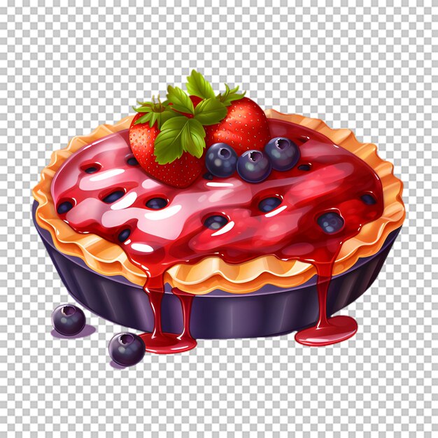 PSD délicieux gâteau aux fraises et aux bleuets isolé sur fond transparent