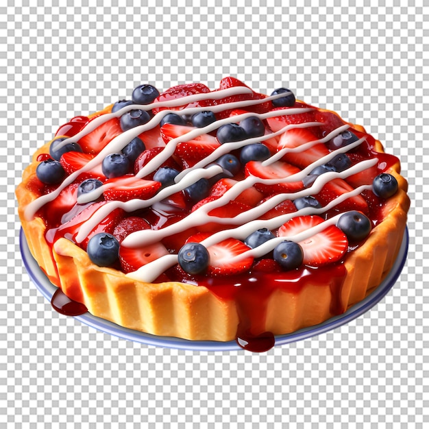 PSD délicieux gâteau aux fraises et aux bleuets isolé sur fond transparent