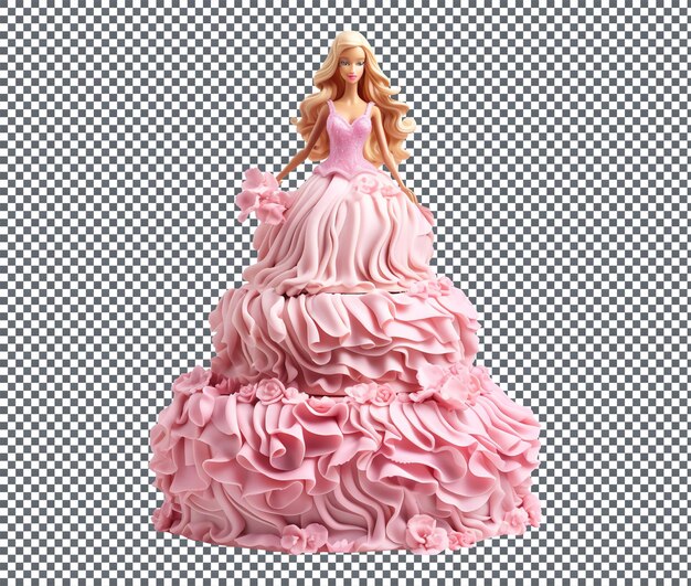 PSD un délicieux gâteau barbie isolé sur un fond transparent