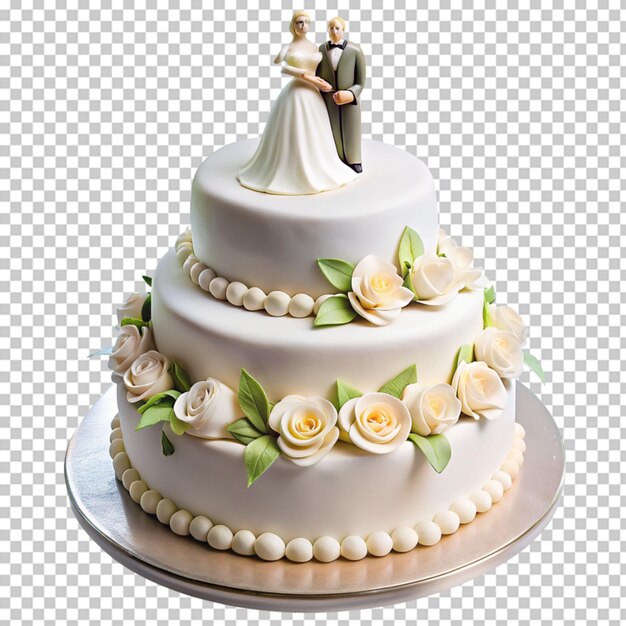 PSD un délicieux gâteau de fondant de mariage isolé sur un fond transparent