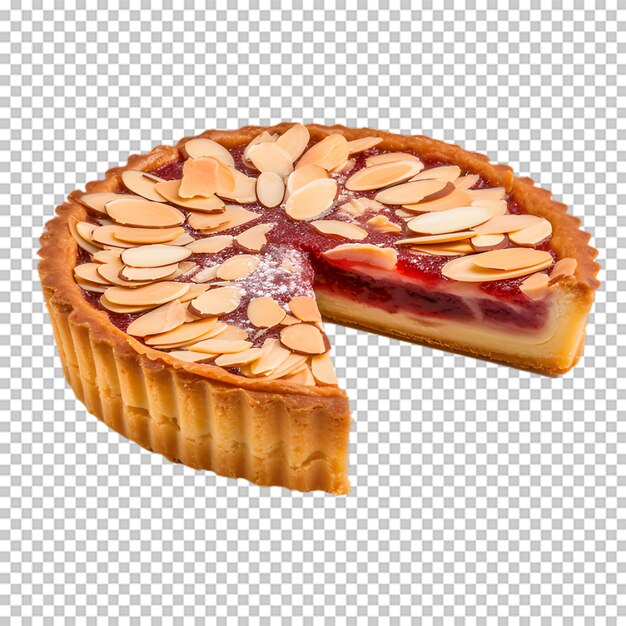 PSD délicieux gâteau à la fraise avec des amandes isolées sur un fond transparent