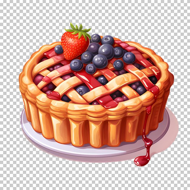 Délicieux Gâteau De Fraises Et De Bleuets Isolé Sur Un Fond Transparent