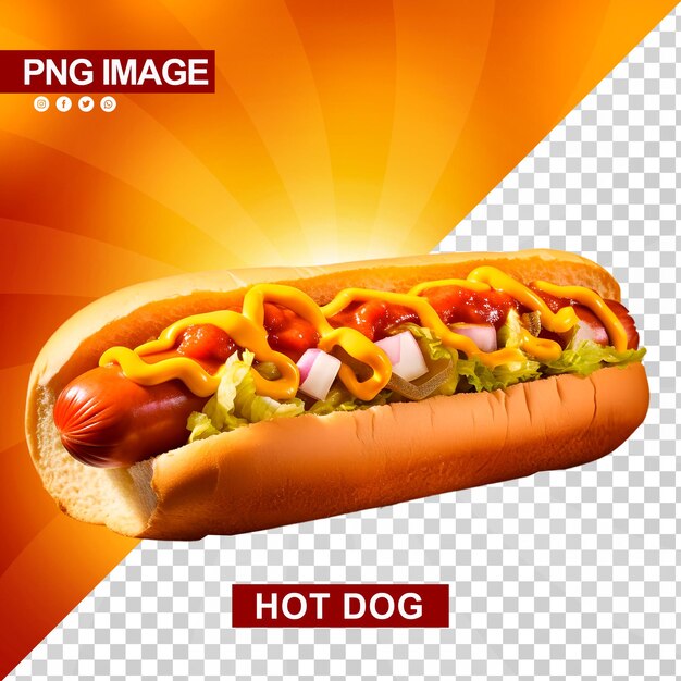 PSD un délicieux hot-dog avec du ketchup et de la moutarde