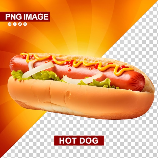 PSD un délicieux hot-dog avec du ketchup et de la moutarde