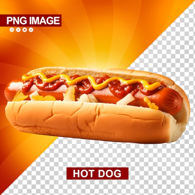 PSD un délicieux hot-dog avec du ketchup et de la moutarde