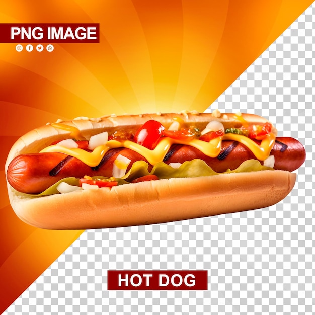 PSD un délicieux hot-dog avec du ketchup et de la moutarde