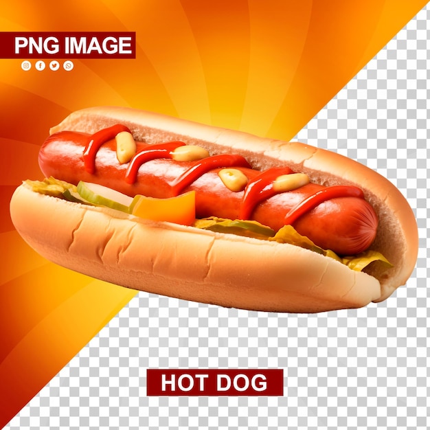 PSD un délicieux hot-dog avec du ketchup et de la moutarde