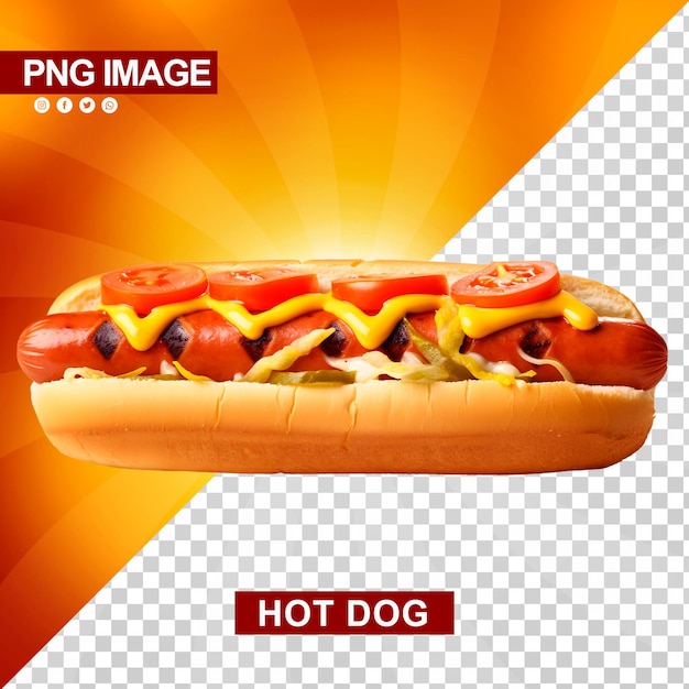 PSD un délicieux hot-dog avec du ketchup et de la moutarde