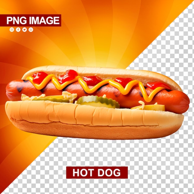 PSD un délicieux hot-dog avec du ketchup et de la moutarde