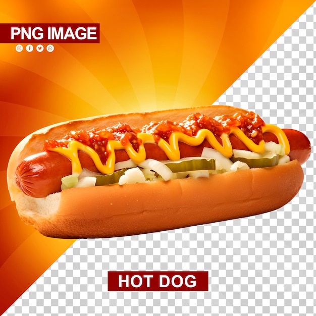 PSD un délicieux hot-dog avec du ketchup et de la moutarde
