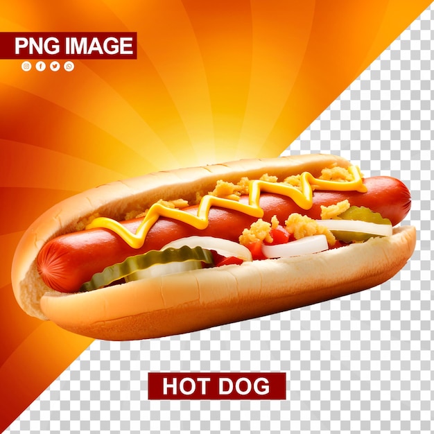 PSD un délicieux hot-dog avec du ketchup et de la moutarde