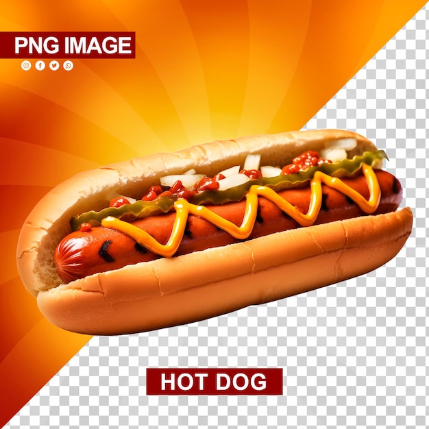 PSD un délicieux hot-dog avec du ketchup et de la moutarde