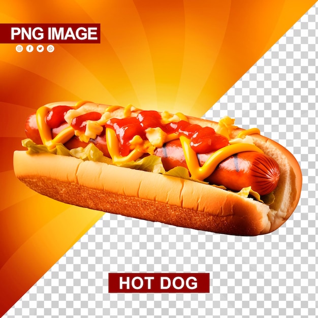 PSD un délicieux hotdog avec ketchup et moutarde