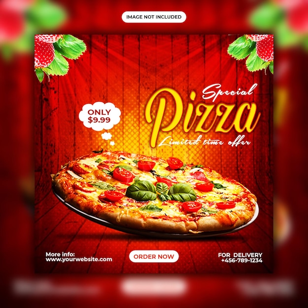 Délicieux Menu De Pizza Et Restaurant Médias Sociaux Instagram Square Post Template Banner